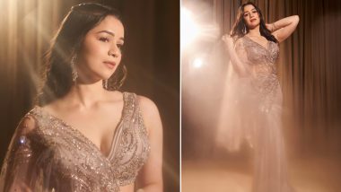 Sara Tendulkar Looks Stunning in a Shimmery Dusty Pink Saree She Wore for a Sangeet (View Pics)